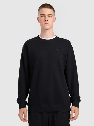 4F Męska bluza dresowa nierozpinana bez kaptura 4F 4FRMM00TSWSM2478 czarna Czarny