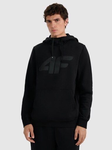 4F Męska bluza dresowa nierozpinana z kapturem 4F 4FRMM00TSWSM2477 czarna Czarny