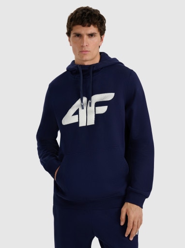 4F Męska bluza dresowa nierozpinana z kapturem 4F 4FRMM00TSWSM2477 granatowa Granat