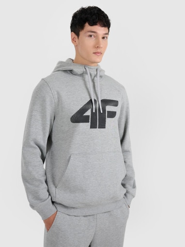 4F Męska bluza dresowa nierozpinana z kapturem 4F 4FRMM00TSWSM2477 szara Szary