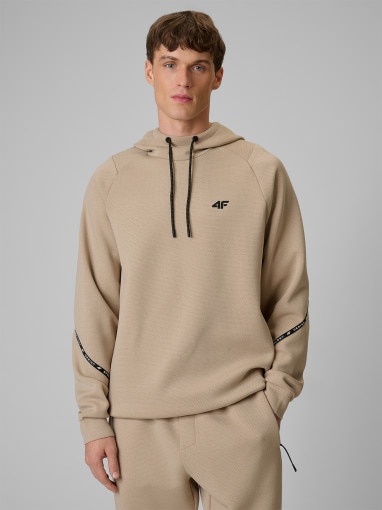  4F Męska bluza dresowa nierozpinana z kapturem 4F 4FWSS26TSWSM2238  beżowa Beżowy