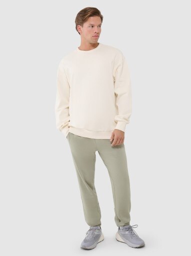 Męska bluza dresowa oversize nierozpinana bez kaptura 4F 4FWSS25TSWSM1536 - beżowa