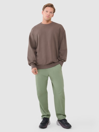 Męska bluza dresowa oversize nierozpinana bez kaptura 4F 4FWSS25TSWSM1536 - brązowa