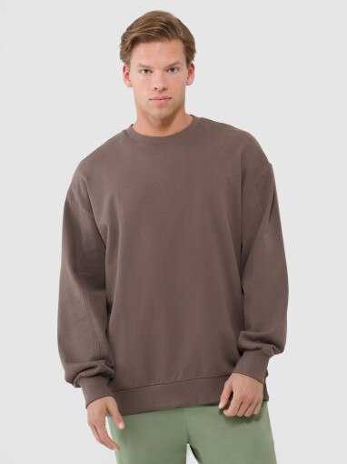 4F Męska bluza dresowa oversize nierozpinana bez kaptura 4F 4FWSS25TSWSM1536  brązowa Brązowy