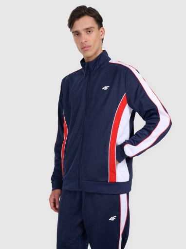 4F Męska bluza dresowa rozpinana bez kaptura 4F 4FRAW25TSWSM2459  granatowa Granatowy