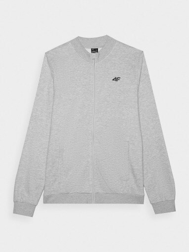  4F Męska bluza dresowa rozpinana bez kaptura 4F 4FWMM00TSWSM1463  szary Szary
