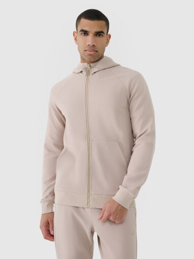4F Męska bluza dresowa rozpinana z kapturem 4F 4FRSS25TSWSM2148  beżowa Beżowy