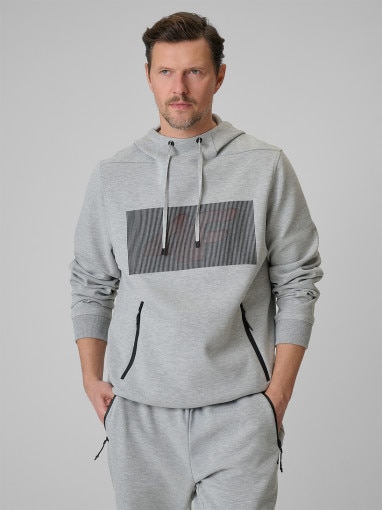  4F Męska bluza dresowa rozpinana z kapturem 4F 4FRSS26TSWSM2975  szara Szary