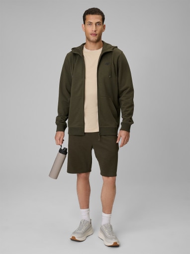 Męska bluza dresowa rozpinana z kapturem 4F 4FRSS26TSWSM3106 - khaki
