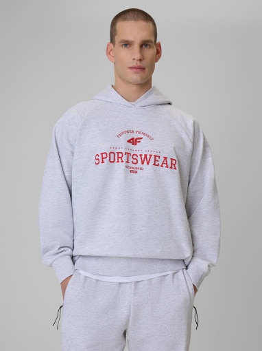  4F Męska bluza dresowa rozpinana z kapturem 4F 4FWSS26TSWSM2131  szara Szary