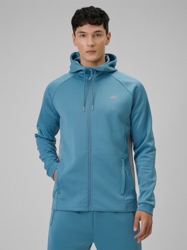  4F Męska bluza treningowa rozpinana z kapturem 4F 4FRSS26TFSWM0958  niebieska Niebieski