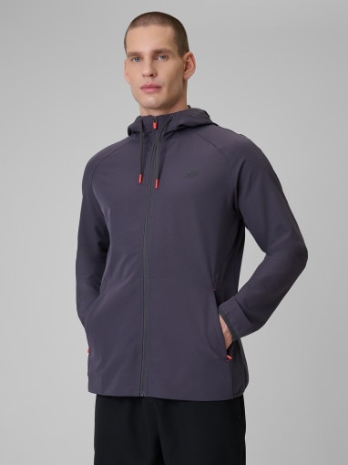  4F Męska bluza treningowa z kapturem 4F 4FRSS26TFSWM0957  szara Szary