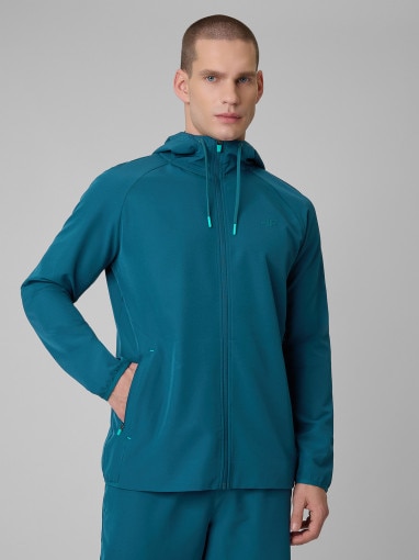  4F Męska bluza treningowa z kapturem 4F 4FRSS26TFSWM0957  turkusowa Granatowy