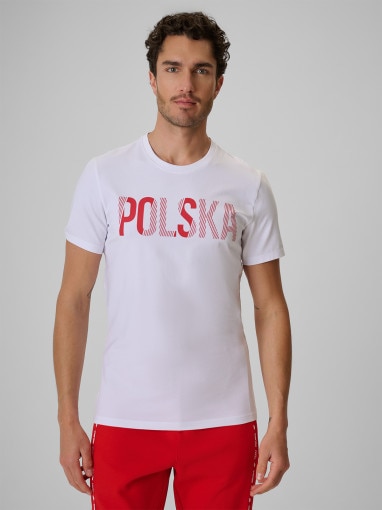 Obrazek dla: 4F Męska koszulka kibica 4F 4FRSS26TTSHM4202  biała Biały