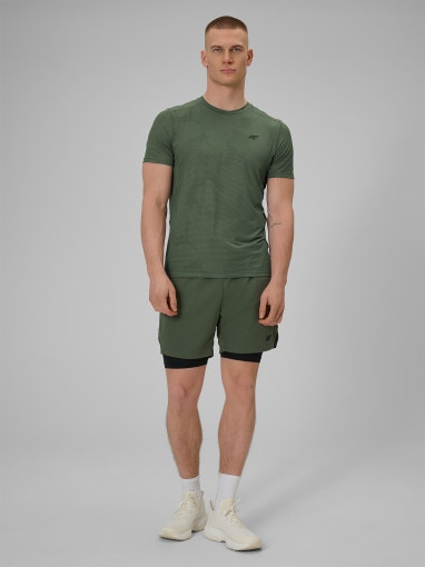 Męska koszulka treningowa 4F 4FWSS26TFTSM1778 - oliwkowa