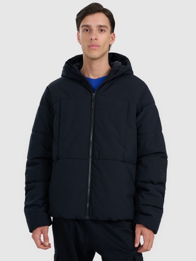 4F Męska kurtka puchowa pikowana 4F 4FWAW25TDJAM0710 czarna Czarny