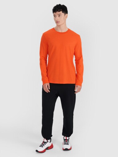 Męski longsleeve basic 4F 4FRSS25TLONM518 - pomarańczowy