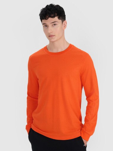 4F Męski longsleeve basic 4F 4FRSS25TLONM518  pomarańczowy Pomarańczowy