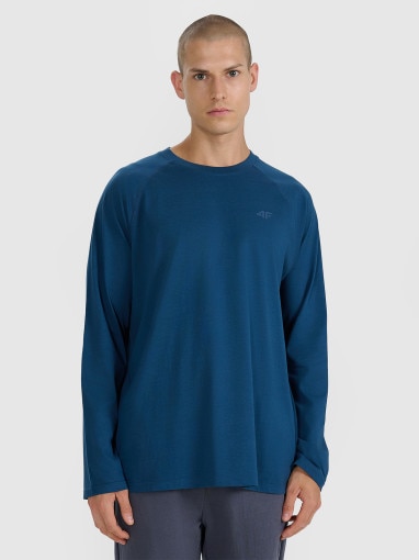  4F Męski longsleeve basic 4F 4FWAW25TLONM474  granatowy Niebieski