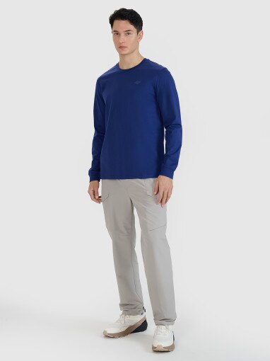 Męski longsleeve basic 4F 4FWMM00TLONM432 - granatowy