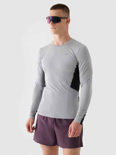4F Męski longsleeve do biegania 4F 4FWAW24TFLOM252  szary Szary