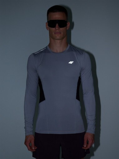 Męski longsleeve do biegania 4F 4FWAW24TFLOM252 - szary