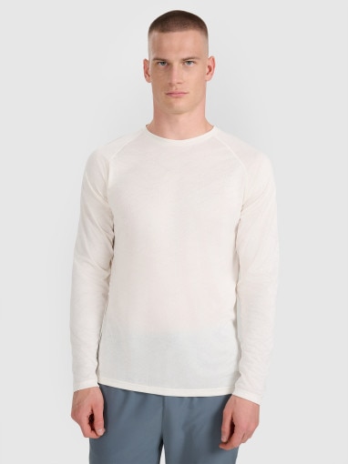  4F Męski longsleeve do biegania 4F 4FWAW25TFLOM413  biały Biały