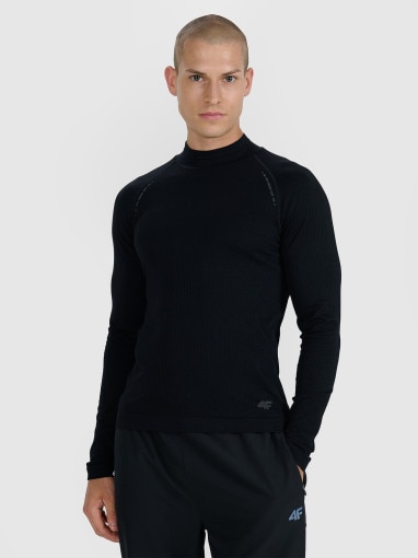  4F Męski longsleeve do biegania 4F 4FWAW25TFLOM417  czarny Czarny