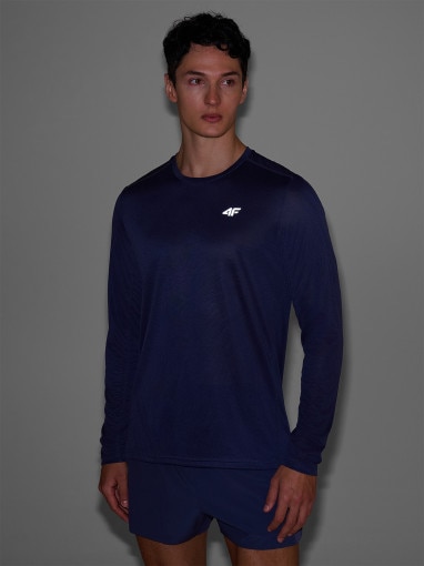 Męski longsleeve do biegania 4F 4FWSS25TFLOM326 - granatowy