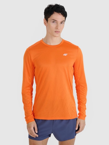 4F Męski longsleeve do biegania 4F 4FWSS25TFLOM326  pomarańczowy Pomarańczowy