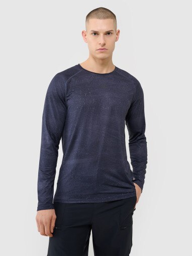 4F Męski longsleeve kolarski 4F 4FWSS25TFLOM340  granatowy Granatowy