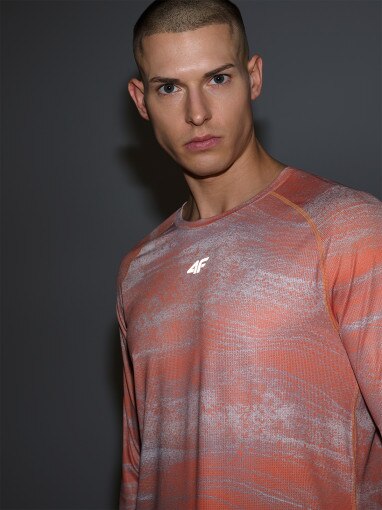Męski longsleeve kolarski 4F 4FWSS25TFLOM340 - pomarańczowy