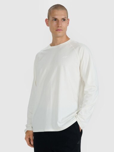  4F Męski longsleeve basic 4F 4FWAW25TLONM474  beżowy Beżowy