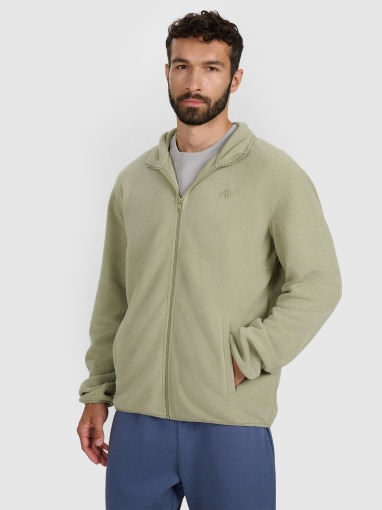  4F Męski polar nierozpinany ze stójką 4F 4FWAW25TFLEM357  oliwkowy Oliwkowy