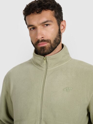 Męski polar nierozpinany ze stójką 4F 4FWAW25TFLEM357 - oliwkowy