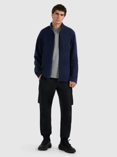 Męski polar rozpinany ze stójką 4F 4FRMM00TFLEM435 - granatowy