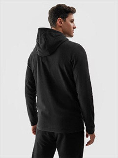 Męski polar z kapturem 4F 4FWSS24TFLEM176 - czarny