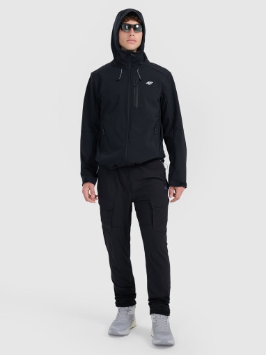 Męski softshell rozpinany z kapturem 4F 4FRAW25TSOFM506 - czarny