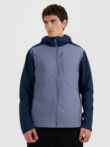 4F Męski softshell rozpinany z kapturem 4F 4FRSS25TSOFM436 granatowy Granatowy
