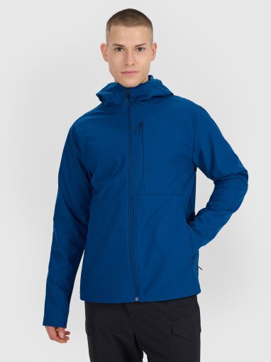4F Męski softshell rozpinany z kapturem 4F 4FRSS25TSOFM436  niebieski Niebieski
