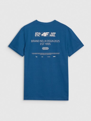 Męski t-shirt  z nadrukiem 4F 4FRSS25TTSHM2733 - niebieski