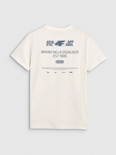 Męski t-shirt  z nadrukiem 4F 4FRSS25TTSHM2733 - biały