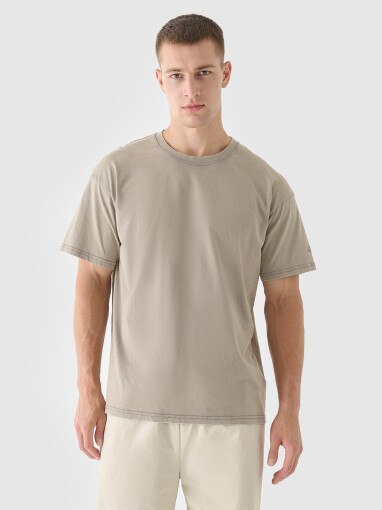 4F Męski tshirt basic 4F 4FRSS24TTSHM2553  beżowy Beżowy
