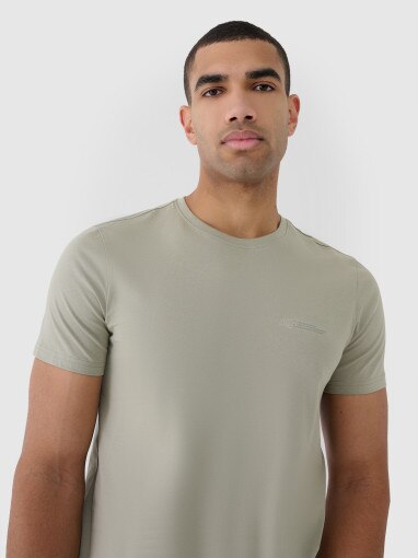 Męski t-shirt basic 4F 4FWSS25TTSHM2003 - oliwkowy