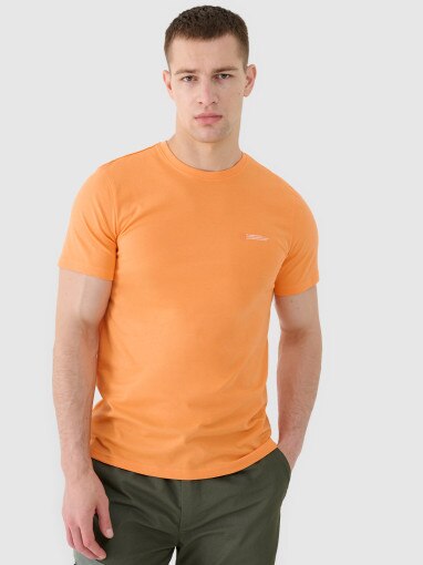 4F Męski tshirt basic 4F 4FWSS25TTSHM2003  pomarańczowy Pomarańczowy