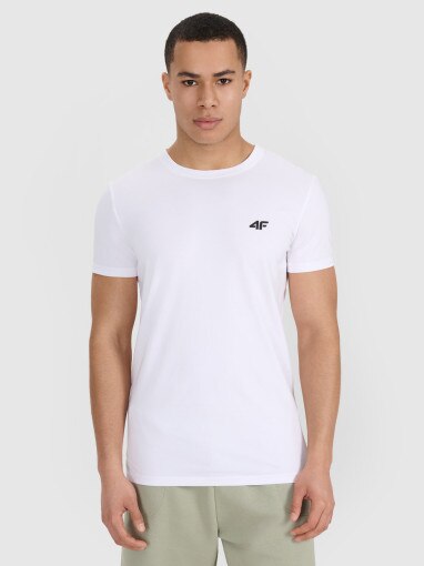  4F Męski tshirt basic slim 4F 4FRMM00TTSHM3068  biały Biały