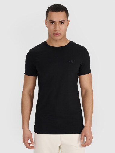 4F Męski tshirt basic slim 4F 4FRMM00TTSHM3068  czarny Czarny