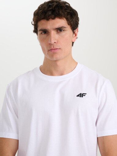  4F Męski tshirt bez nadruku 4F 4FRMM00TTSHM3250  biały Biały