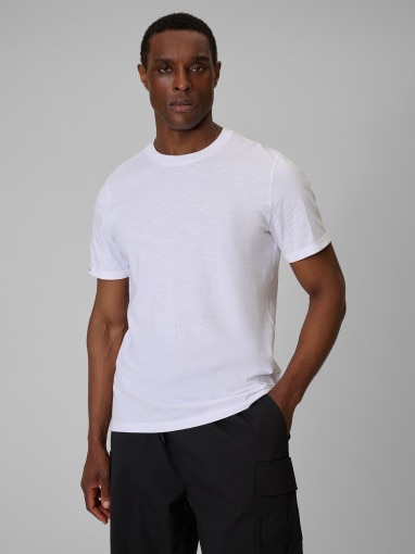  4F Męski tshirt bez nadruku 4F 4FWSS26TTSHM3322  biały Biały