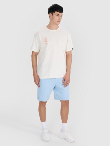Męski t-shirt oversize 4F 4FRSS25TTSHM2652 - beżowy